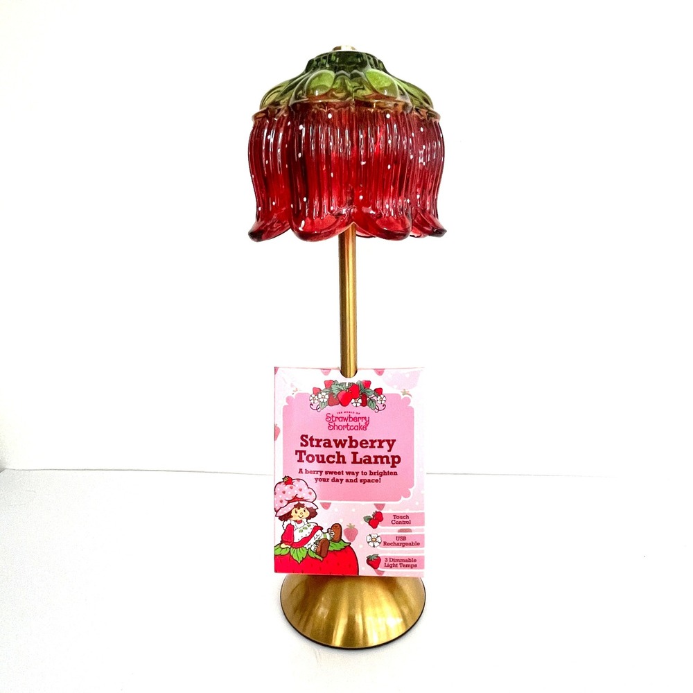 Strawberry Shortcake Glass Touch Lamp USB Rechargeable 3 Dimmable Light Temps